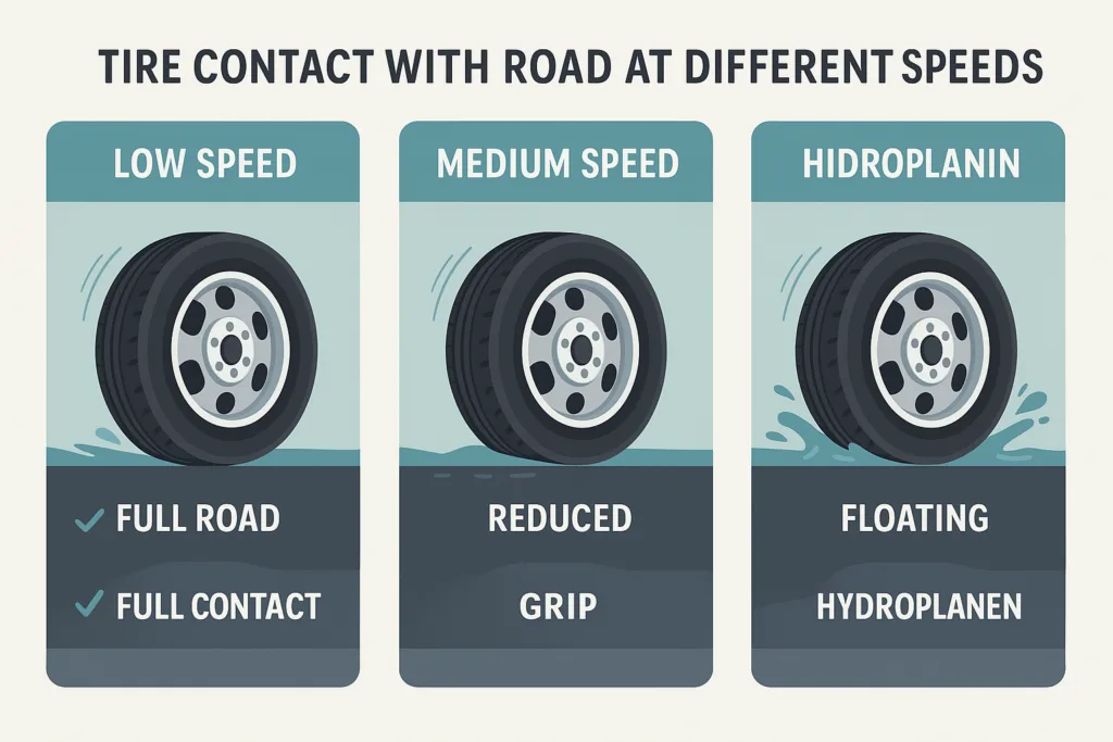 tire contact with road at different speeds
