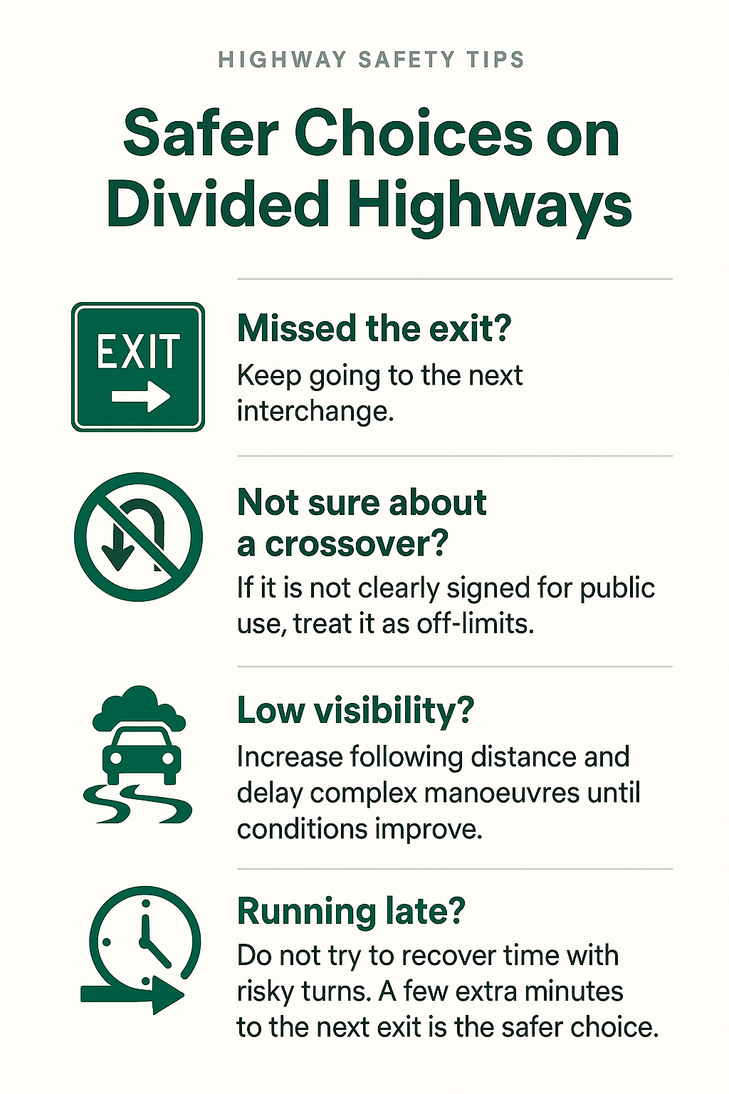 Quick checklist to avoid high-risk U-turns
